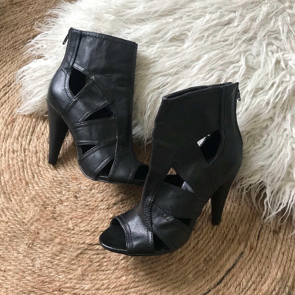 Forever 21 Black Cutout Ankle Boots